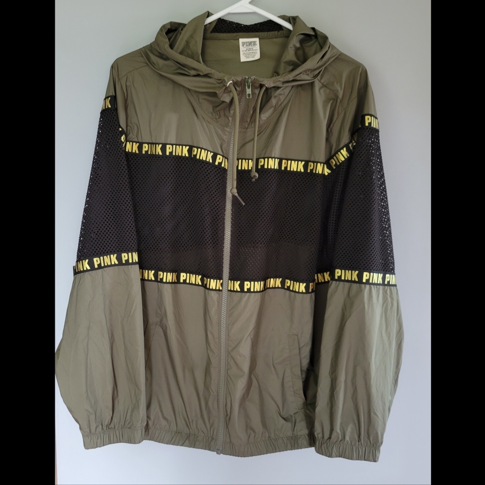VS PINK Army Green & Metallic Gold Mesh Anorak Jacket 🖤